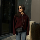 cold weather outfits Tineit 2024 Autumn Winter Casual Women Wine Red Jackets Fashion Streetwear Zipper Pockets Turn Down Collar Chic Ladies Jackets