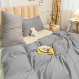 Tineit Nordic Ins Style Bedding Set Solid Color Flat Sheet Duvet Cover Pillowcase Twin Full Queen Size Bed Linen Fashion Home Textile