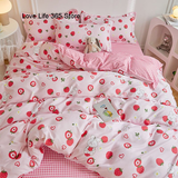 Tineit Garden Flowers And Cute Rabbit Pattern Duvet Cover Nordic Style Full Size Bedding Sets Queen Double For Girls Gift Pink