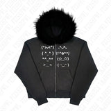 Tineit Casual Faur collar Harajuku Streetwear Hiphop Zipper Hoodie sweatshirt Vintage Rock Goth Loose Punk EMO Y2K Zip up hoodie Jacket