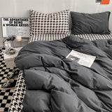 Tineit Checkerboard Bedding Sets Solid Color Fashion Single Double Queen Size Duvet Cover Flat Sheet Pillowcases Hotel Home Bed Linen