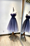 Tineit Cute Tulle Lace Short Prom Dress Off the Shoulder Homecoming Dress (PRE-ORDER)