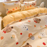 Tineit Cute Dog Bedding Set New Design Girls Ins Duvet Cover with Zipper No Filler Flat Sheet Pillowcase Queen Size Bed Linens