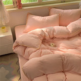 Tineit Ins Style Pink Solid Color Bedding Sheet Nordic Duvet Cover Set Hot Sale Home Luxury Bedding Set Bed Sheet Comfortable Bedspread