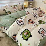 Tineit Cute Bear Bedding Set No Filler Ins Korean Style Duvet Cover Pillowcase 2024 New Single Full Size Kids Adult Soft Bed Linen