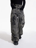 christmas outfit Tineit Women Grey Y2k Cargo Jeans Harajuku Baggy Denim Trouser 90s Vintage Japanese 2000s Style Oversize Jean Pants Trashy Clothes 2025