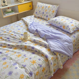 Tineit 2024 New Summer Water Washed Glutinous Cotton Summer Bedding Cover Set of Four Pieces