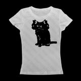 Tineit Aesthetic Short Sleeve T-Shirt Y2k Clothes Gothic Emo Girl Croped Tops Fun Kitten Print Vintage Women Casual Baby Tee Streetwear