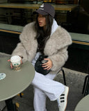 Tineit Asuna Faux Fur Jacket in Light Grey