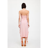 Tineit Pink Rushed Strapless Midi Dress