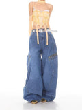 christmas outfit Tineit Women's Blue Baggy Y2k Cargo Jeans Harajuku Oversize Denim Trousers Vintage Japanese 2000s Style Jean Pants Trashy Clothes 2025