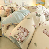 Tineit Fashion Bedding Set No Filler Full Queen Size Duvet Cover Flat Sheet Pillowcase Kids Adults Soft Comforter Cover