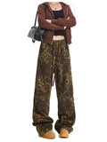 christmas outfit Tineit Women Brown Y2k Baggy Leopard Jeans Harajuku Denim Trousers Vintage Japanese 2000s Style Oversize Jean Pants Trashy Clothes 2025