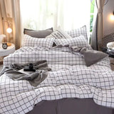 Tineit Checkerboard Bedding Set No Comforter Quilt Duvet Cover Pillowcase Flat Sheet Single Queen Size Polyester Bedclothes