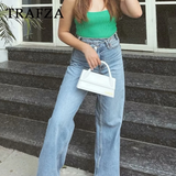 cold weather outfits Tineit 2024 Autumn Winter Casual Women Jeans Fashion Streetwear Vintage Pockets Tierred High Waist Chic Ladies Long Denim Pants