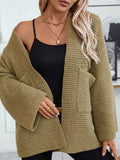 thanksgiving outfit Tineit Casual Knitted Solid Cardigan Women Retro Loose Simple Open Sweaters With Pockets Female Korean Autumn Chic Daily Outwears