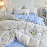 Tineit Ins Simple Style Duvet Cover Set with Pillowcases Flat Sheet No Comforter Grey Boys Girls Bedding Kit Single Twin Bed Linens