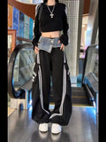 christmas outfit Tineit Women Black Gothic Pants with Skirt Baggy Emo Parachute Pants Harajuku Japanese 2000s Style Y2k Vintage Trousers Fashion Clothes