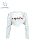 christmas outfit Tineit 2025 Autumn New Y2k Streetwear Harajuku Women Shoulder Asymmetric Hollow Out White Korean Style Crop Top Sexy Slim Club Tops