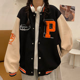 Tineit 2024 Fall Fashion Vintage 90's Varsity Jacket