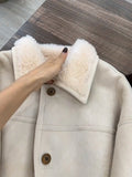 christmas outfit Tineit Women's Beige Leather Coat Jacket Vintage Motorcycle Shearling Jackets Y2k Mustang Coats Harajuku Outfits 2000s Winter Clothes