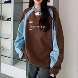 Tineit 2024 Fall Fashion Vintage Print Raglan Sweatshirt