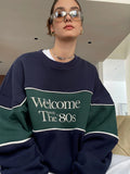 Tineit 2024 Fall Fashion 80's Print Loose Sweatshirt