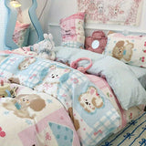 Tineit Cute Kids Bedding Set Rabbit Dinosaur No Filler Single Queen Size Duvet Cover Flat Sheet Pillowcase Girls Boys Comforter Duvet