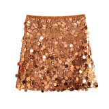 Tineit Mini Skirt For Women Sexy Sequin Short Skirts Vintage Y2k Women Clothing Summer Fashion Female Streetwear Skirt Mujer