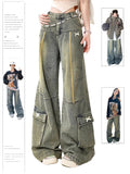 christmas outfit Tineit Women Blue Y2k Cargo Jeans Harajuku Baggy Denim Trouser 90s Vintage Japanese 2000s Style Oversize Jean Pants Emo Trashy Clothes