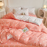 Tineit Garden Flowers And Cute Rabbit Pattern Duvet Cover Nordic Style Full Size Bedding Sets Queen Double For Girls Gift Pink