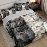 Tineit 3pcs Cat Animal Duvet Cover Set 3D Cute Pet Cat HD Printing Bedding For Home Dorm