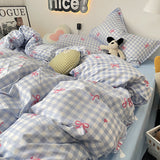 Tineit Ins Nordic Duvet Cover Set 2024 Summer New Twin Queen Size Kids Adult Flat Sheet Pillowcase No Filler Fashion Bed Linens