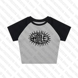 Tineit Harajuku Y2K Graphics Print Kawaii Short Sleeve T-shirts Summer Emo girl Crop Tops Slim 90s tops Streetwear Black Goth Baby Tees