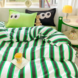 Tineit Big Eyes Bedding Set 2024 New Colorful Boys Girls Duvet Cover No Filler Pillowcase Flat Sheet Twin Queen Size Home Bedspread