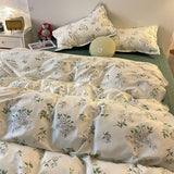 Tineit Pastoral Style Little Bear Bedding Set Adult Queen Twin Full Size Quilt Cover Bed Flat Sheet Kids Cute Duvet Cover No Filler