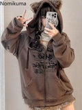 Tineit Streetwear Zip Up Hoodies Coat Women Clothes Graffiti Printing Hooded Sweatshirts 2025 Ropa Mujer Casual Thicked Chic Y2k Hoodie