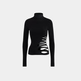 Tineit Aesthetics Long Sleeve Black Turtleneck T-shirt Women Autumn Y2k E-grils Slim Fit Tees Sexy Fashion Hollow Out Tops Design