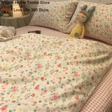 Tineit European Floral Brushed Home Bedding Set Simple Soft Duvet Cover Set With Sheet Comforter Covers Pillowcases Bed Linen