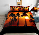 Tineit Coconut Palm Tree Bedding Set Tropical Plant Home Textile Black White Duvet Cover Set Palm Leaves Bedclothe Tropic Bed Linen