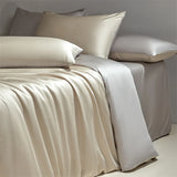 Tineit Four piece set of natural silk solid color bedding, ice silk smooth nude sleeping bedding