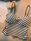 christmas outfit Tineit Women Striped Crop Top 90s Vintage Y2k Camisole Streetwear Harajuku Off Shoulder Corset Top Sleeveless Vest 2000s Clothes Summer