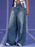 Tineit 2024 New Denim Plain Straight Pants Jeans