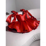 Tineit Chic A line Satin Straps Short White Homecoming Dress th Birthday Outfits (PRE-ORDER)