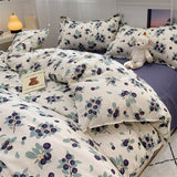 Tineit Pink Floral Bedding Set Soft Ins Single Double Queen Size Duvet Cover Flat Sheet Pillowcase Girls Home Totel Bed Linens