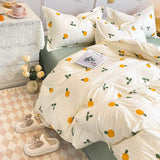 Tineit Cute Cartoon Bedding Set Ins Style Duvet Cover Without Comforter Pillowcases Flat Sheet New Arrival Soft Bed Linens