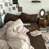 Tineit Korean Style Pink Letter Bedding Set Flat Bed Sheet Pillowcase Twin Full Queen Size Bed Linen Women Girls Duvet Cover No Filling