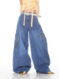 christmas outfit Tineit Women's Blue Baggy Y2k Cargo Jeans Harajuku Oversize Denim Trousers Vintage Japanese 2000s Style Jean Pants Trashy Clothes 2025