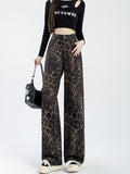 christmas outfit Tineit Women Y2k Leopard Jeans Harajuku 90s Aesthetic Baggy Denim Trousers Vintage Japanese 2000s Style Jean Pants Trashy Clothes 2025