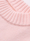 Tineit Knitted Pink Sweaters Women Casual Loose O-neck Long Sleeve Pullovers Sweater Female Winter 2025 Spring Chic Lady Jumper Tops